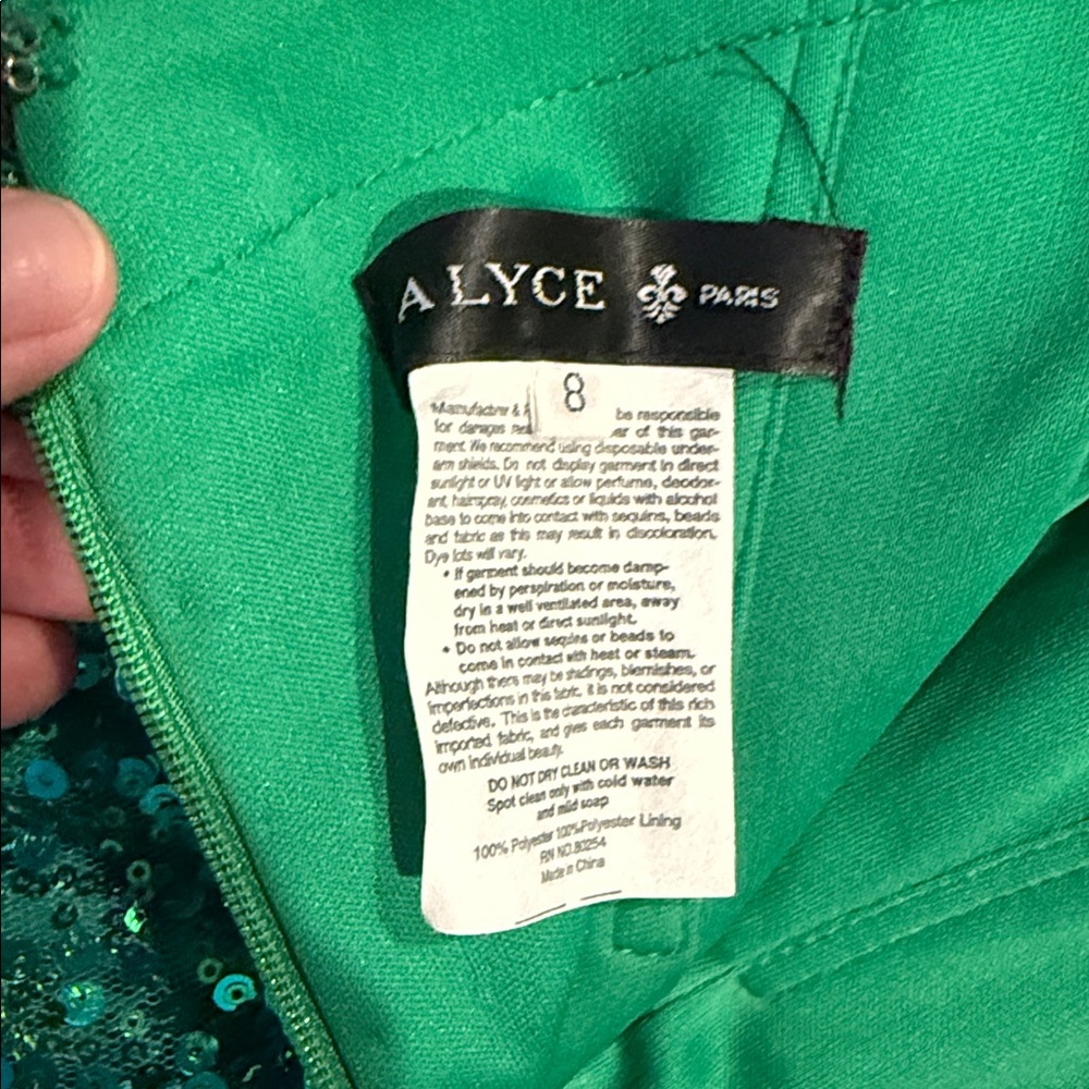 Alyce Paris Strapless Green Sequin Dress sz8 fits like 4-6 - Picture 6 of 8